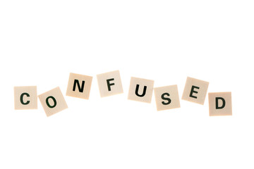 word confused written with wooden blocks with clipping path.