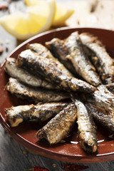 spanish grilled sardines in a plate