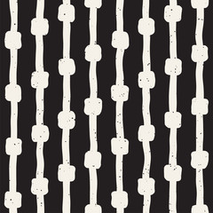 Hand drawn style ethnic seamless pattern. Abstract grungy geometric background in black and white.