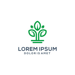 leaf tree growth logo vector icon template