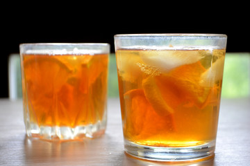 Iced tea with lemon and orange. Refreshment