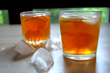 Iced tea with lemon and orange. Refreshment