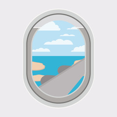 window airplane travel view vector illustration design