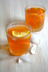 Iced tea with lemon and orange. Refreshment