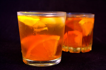 Iced tea with lemon and orange. Refreshment