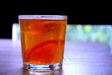 Iced tea with lemon and orange. Refreshment