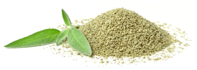 rubbed sage isolated on white
