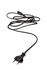 Fototapeta premium Electric cord with plug on white background.