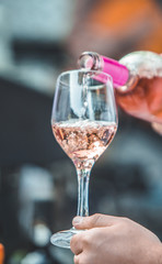 Rose Wine bottle and wine glass