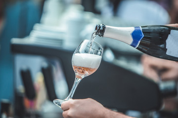Rose Wine bottle and wine glass