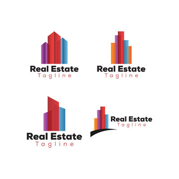 Colorful real estate building logo template