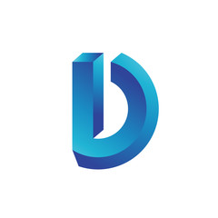 3d color modern D initial logo 