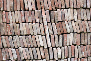 group of old terracotta tiles used and stacked
