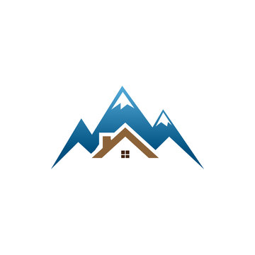 Real estate house mountain logo template