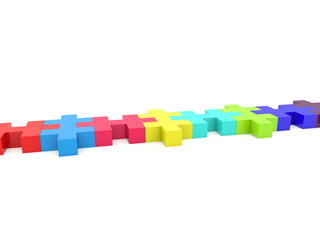 Row of colorful puzzle