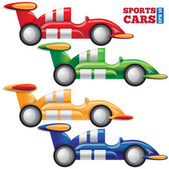 Set of sports cars. Isolated on white background. Vector illustration.