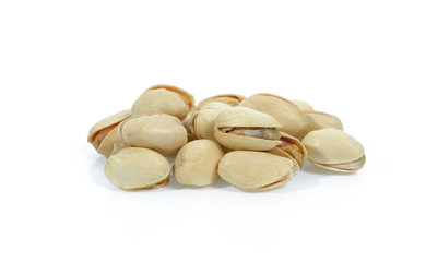 Pistachio nuts on a white background