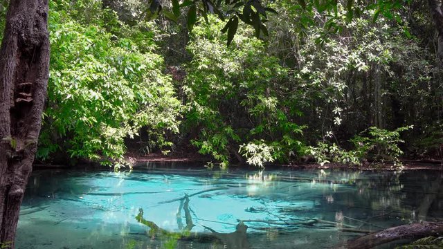 Sra Morakot Blue Pool at Krabi Province in Thailand. Famous Natural Attraction in Krabi