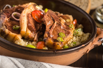 Homemade Lamb Loin Chops with Couscous and Soybean