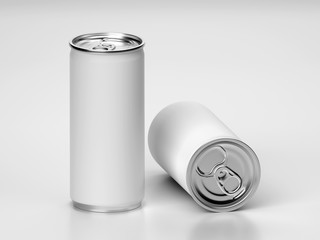 Cans Of Beverage Product Blank Template Isolated on white Background, 3D Rendering. 
