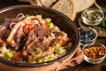 Homemade Lamb Loin Chops with Couscous and Soybean