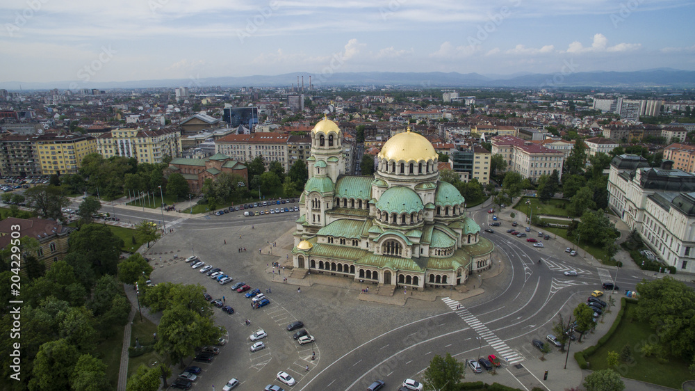 Sticker Aerial view of ST. Alexander Nevsky cathedral, Sofia, Bulgaria