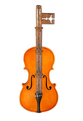 Fototapeta na wymiar Violin and rusty key