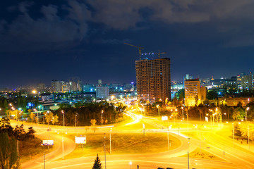Fototapeta na wymiar Night Kiev city, Ukraine, at night from the sky
