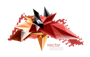 Color glass crystals on white background, geometric abstract composition with glass gemstones and copyspace, background template