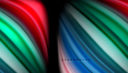 Fluid wavy multicolored lines on black