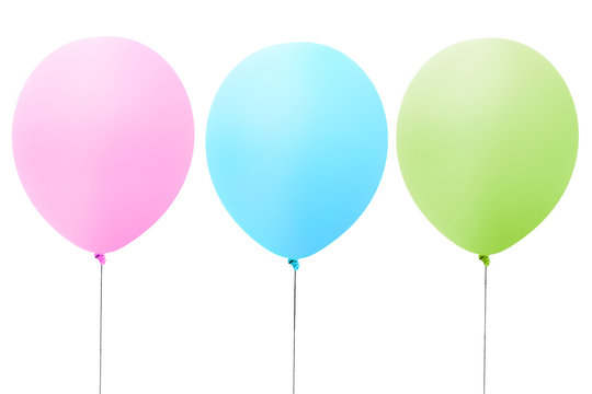 Drei bunte Ballons rosa blau grün