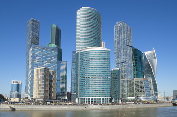 Fototapeta na wymiar Moscow, Russia - April 24, 2018: Towers of the Moscow international business center Moscow-city 