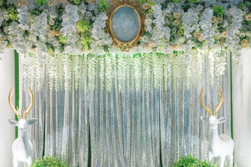 Indoor luxurious wedding ceremony backdrop
