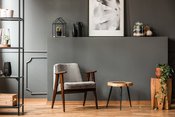 Grey living room interior