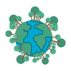 world planet earth with trees vector illustration design