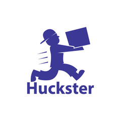 Huckster run with a box logo vector. Courier logo