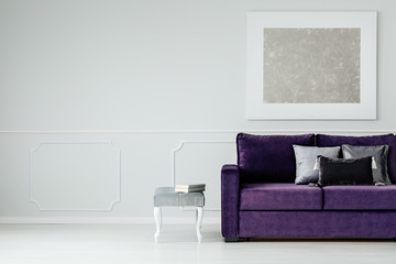 Silver and purple living room