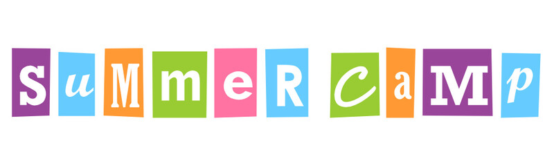 "SUMMER CAMP" Multicoloured Vector Letters Banner