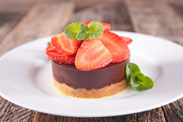 chocolate cake and strawberry