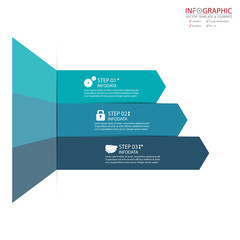 Vector abstract element infographics 3 option. Design for business or finance template layout, brochure, workflow, information or presentation and other. Infographis timeline path. Abstract 3D vector.