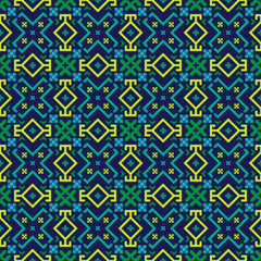 Bright geometrical seamless pattern in the Bulgarian style.