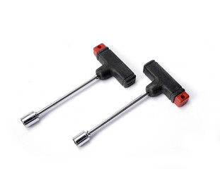 tools for locksmith work for various purposes on a white isolated background