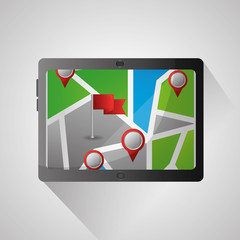 gps navigation application technology screen point locations destination vector illustration