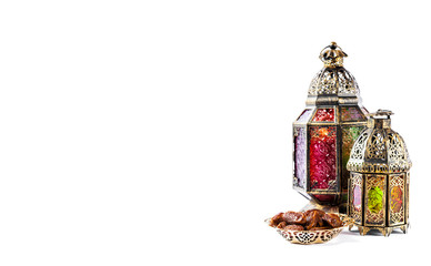 Oriental light lantern decoration sweet food Ramadan kareem Eid mubarak