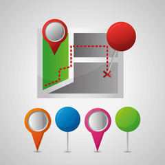 gps navigation application colorful locations pin maps destination vector illustration
