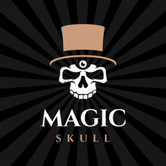 Modern professional emblem magic skull in black theme