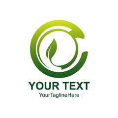 Fototapeta premium Circle green leaf ecology nature element vector icon. leaf logo and abstract organic leaf logo.