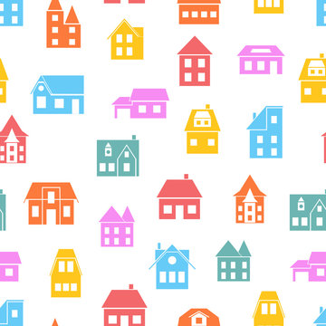 Seamless pattern of houses.