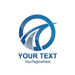 Creative abstract circle swoosh vector logo design template element. Colored blue grey concept icon