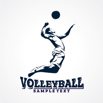 Volleyball Sport Silhouette Logo Designs Template